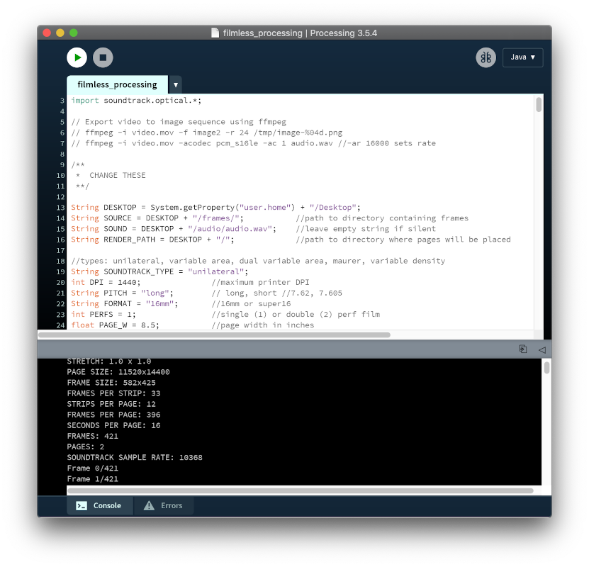 filmless_processing.pde Processing sketch