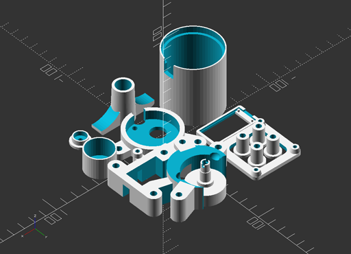 Plate of all 3D printed components